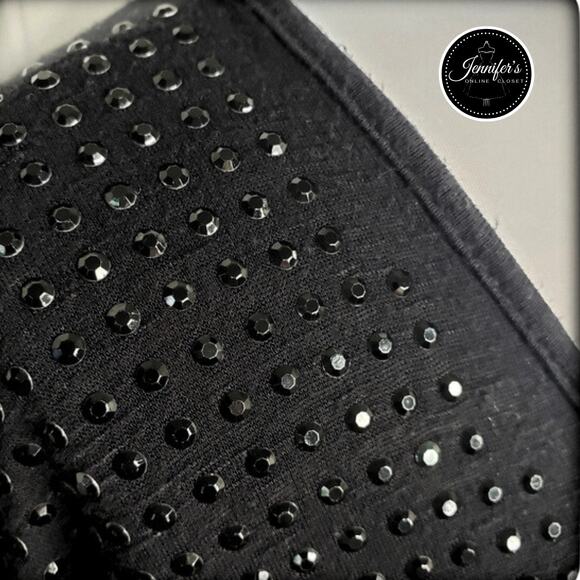 One World Women's Black Scoop Neck Sequin Top Size M - Picture 3 of 5